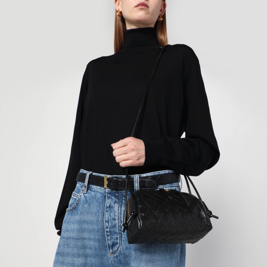 Bottega Veneta Black plaited Concert clutch bag | TheDoubleF
