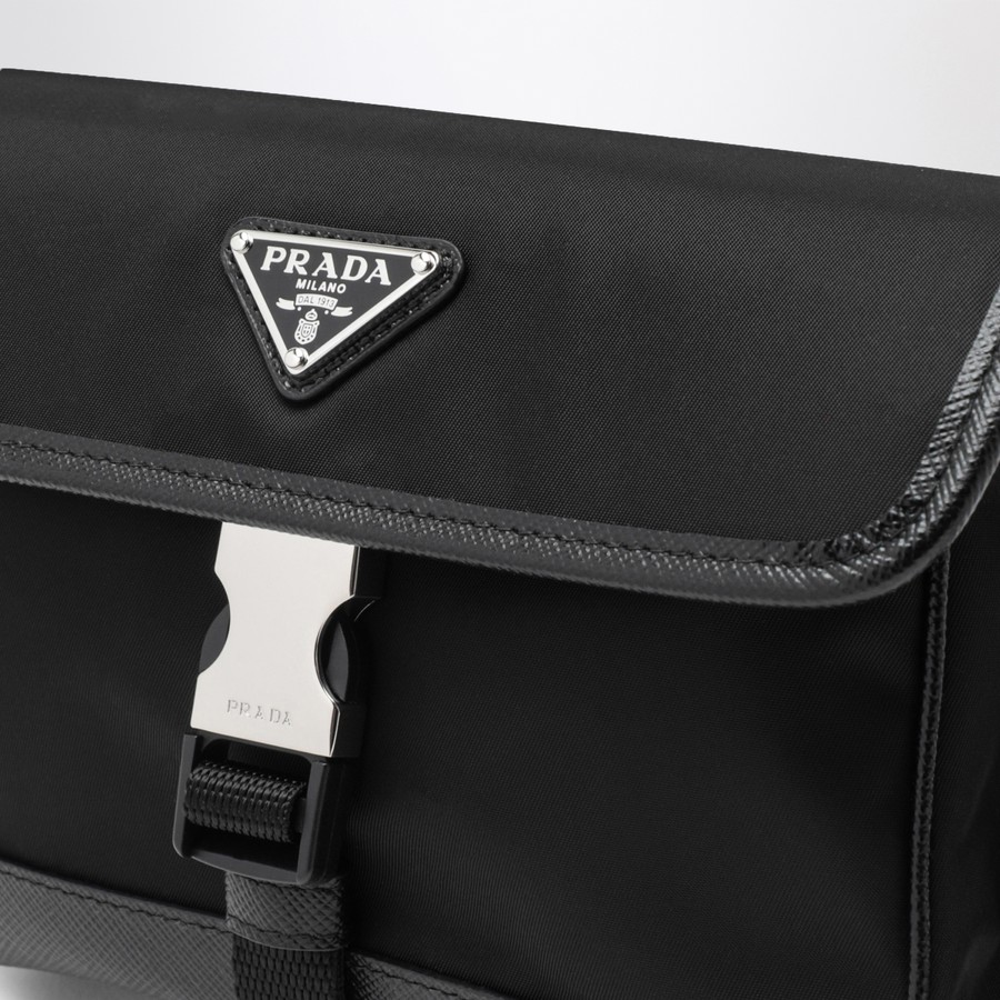 Prada Black Re-Nylon and Saffiano phone holder | TheDoubleF