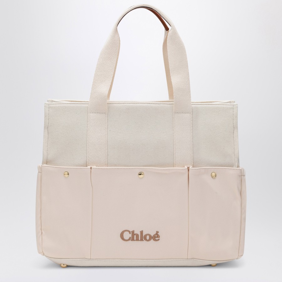 Ivory diaper bag with logo