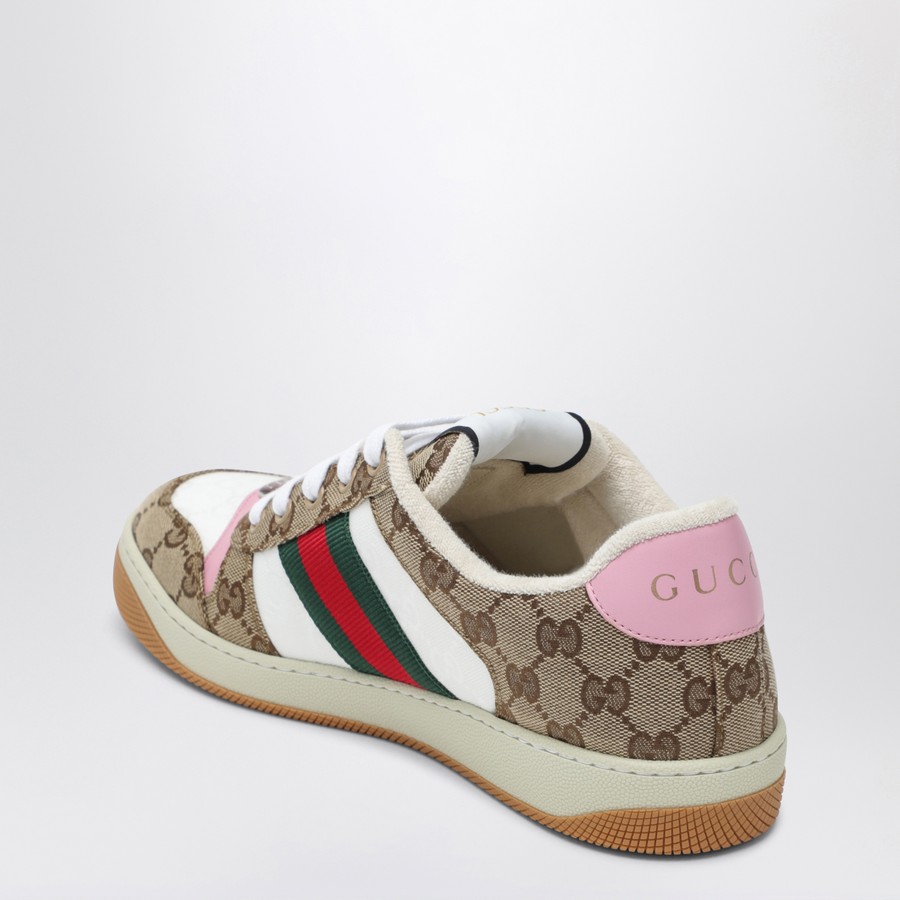 スニーカー GUCCI SCREENER TRAINER IN GG FABRIC AND MULTICOLOUR DETAILS Men's Screener trainer with Web in Beige Green GG Canvas