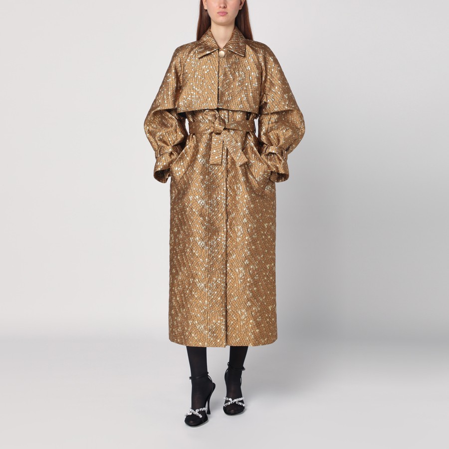 【関税&送料込み】Max Mara Trench In Gold Colour In Jacqua Max Mara Atelier Trench in gold colour in jacquard | TheDoubleF