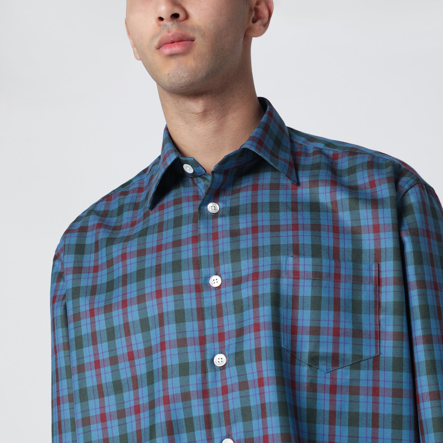 NAMACHEKO Light blue shirt with check pattern | TheDoubleF