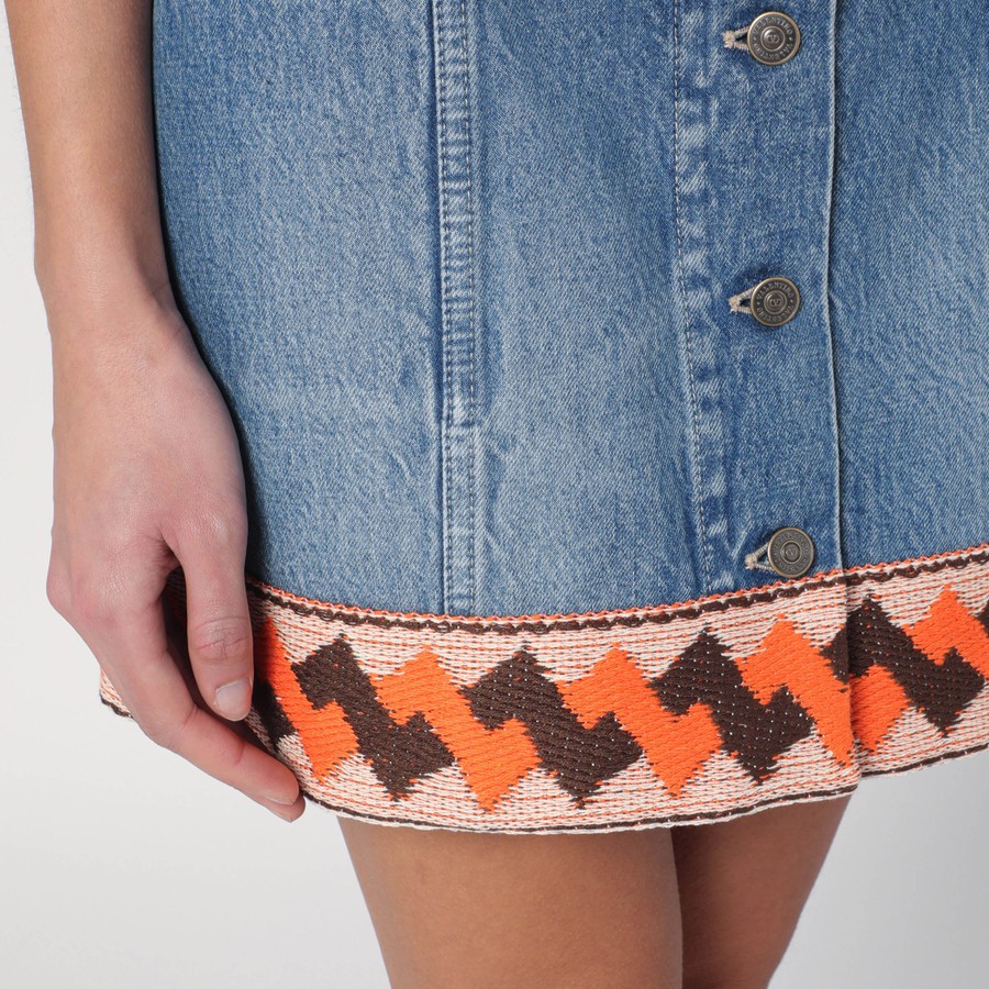 Valentino Denim mini skirt with jacquard trim | TheDoubleF