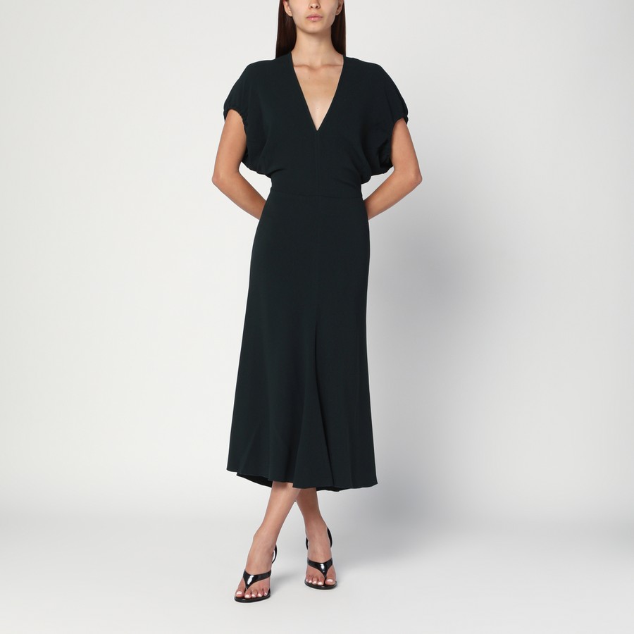ワンピース VICTORIA BECKHAM DARK GREEN MIDI DRESS IN SATIN Victoria Beckham Dark green midi dress in satin | TheDoubleF