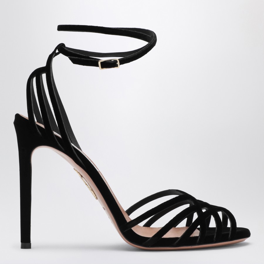 Aquazzura Wild Dream 105 black velvet sandals | TheDoubleF
