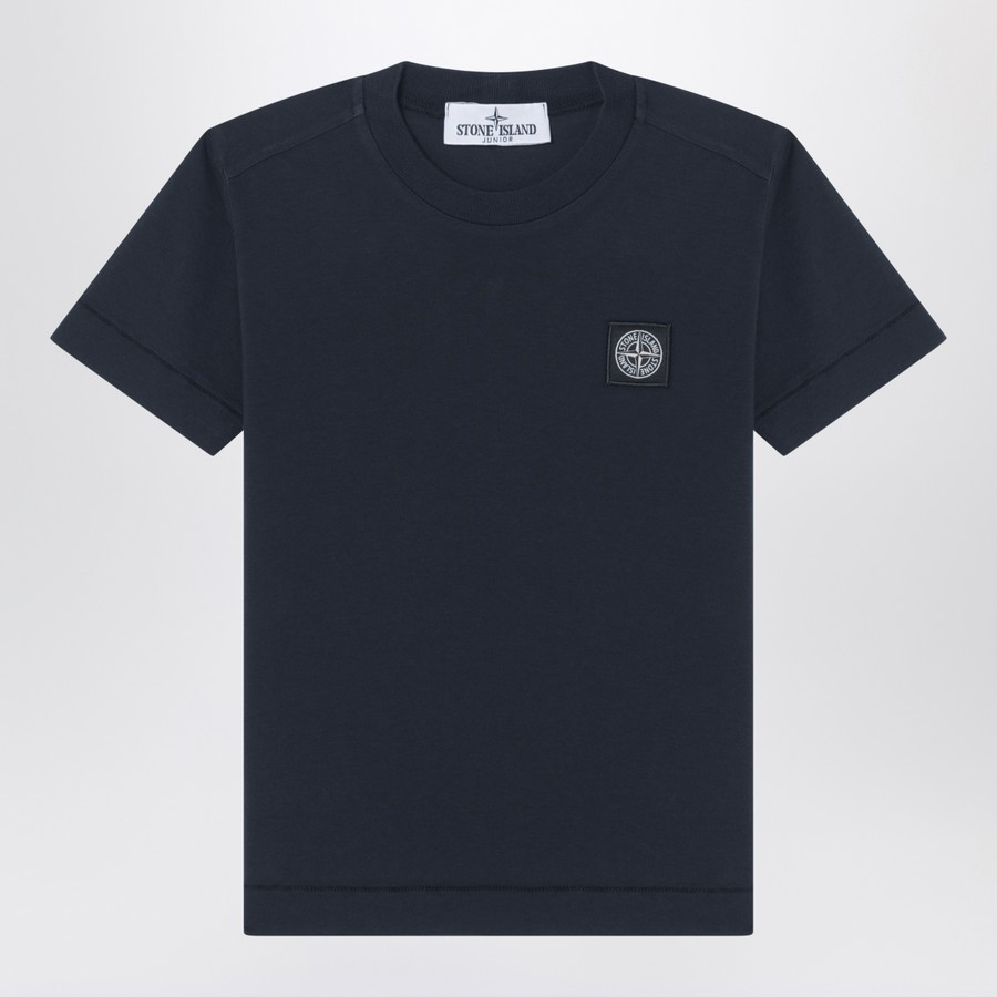 Tシャツ・カットソー STONE  NAVY BLUE COTTON T-SHIRT WITH LOGO PATCH Stone Island Navy blue cotton T-shirt with logo patch