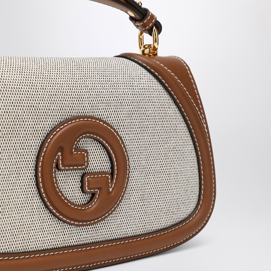 バッグ・カバンその他 GUCCI BLONDIE MEDIUM MINUS BAG IN FABRIC AND BROWN LEATHER GUCCI Blondie medium minus bag in fabric and brown leather