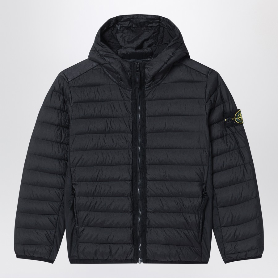 Stone Island Black hooded down jacket TheDoubleF