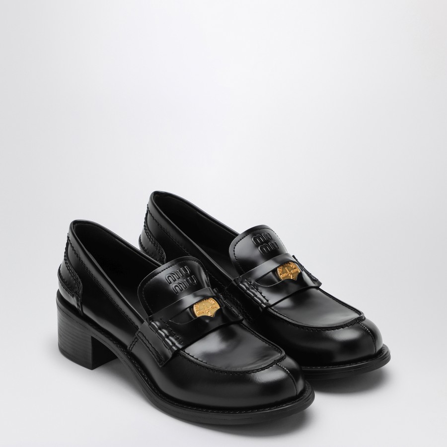 ローファー・オックスフォード MiuMiu LOAFER (5D276EF050055 F0002) Miu Miu Black Penny loafer in brushed leather | TheDoubleF