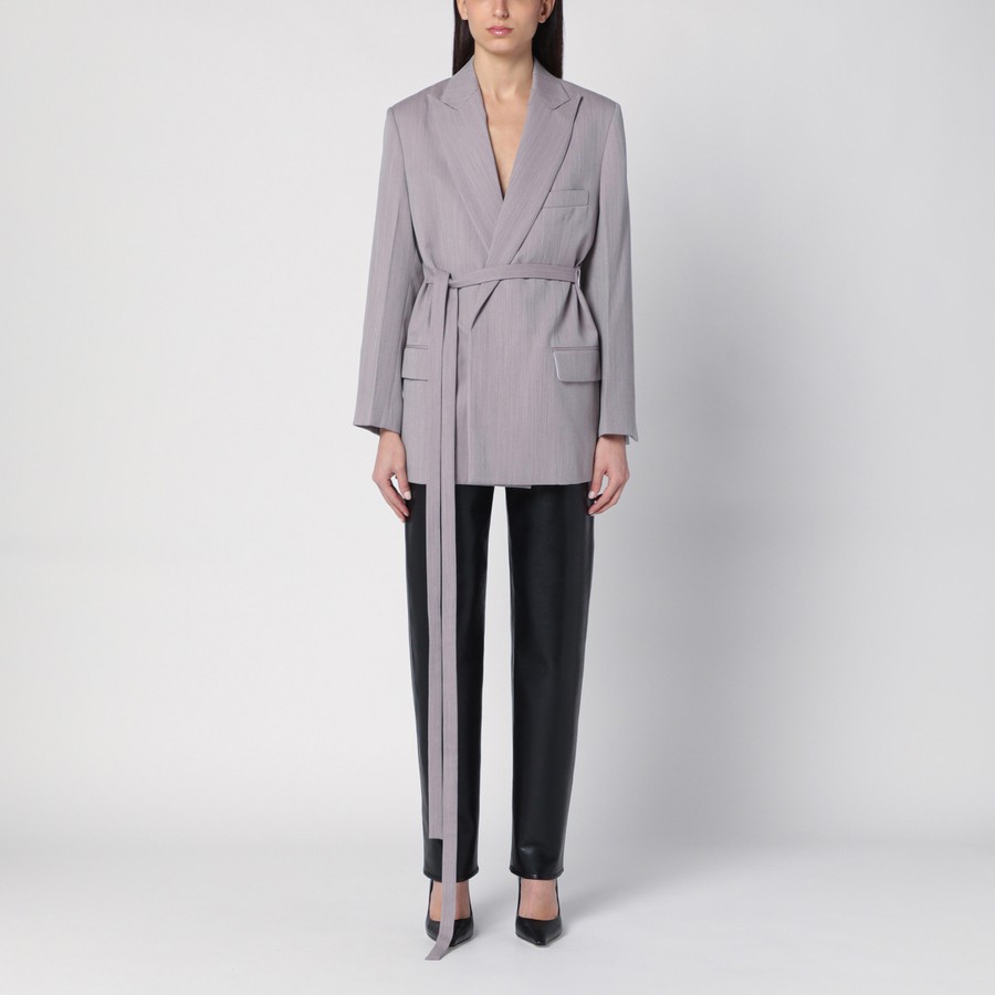ジャケット VICTORIA BECKHAM LIGHT GREY WOOL JACKET WITH BELT Victoria Beckham Light grey wool jacket with belt | TheDoubleF