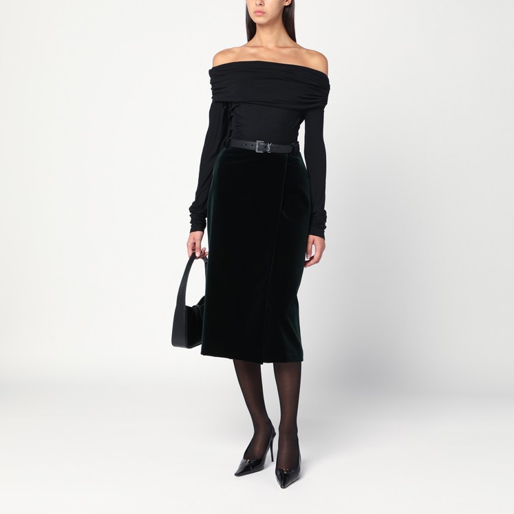 スカート TheLatest Black cotton midi skirt TheLatest Black cotton midi skirt | TheDoubleF