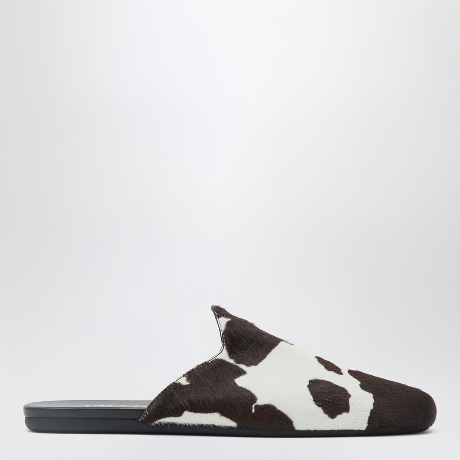 サンダル・ミュール PRADA WHITE/DARK BROWN MULES WITH ANIMAL PRINT Prada White/dark brown mules with animal print | TheDoubleF