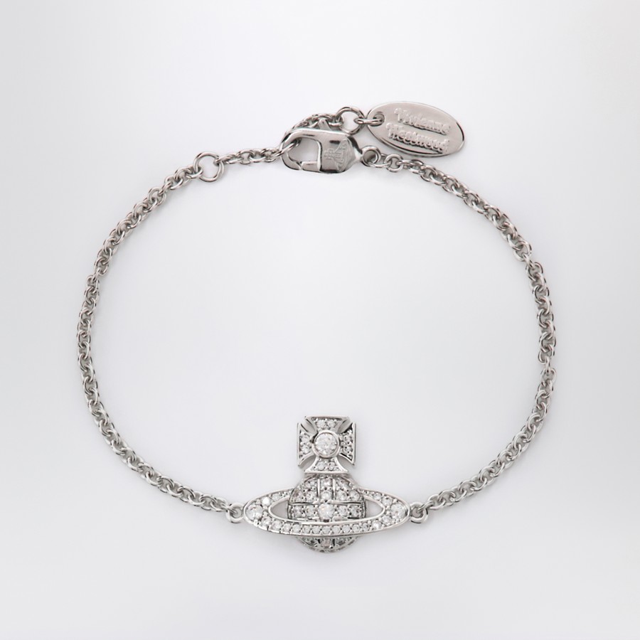 Vivienne Westwood Platinum Orb logo bracelet with crystals