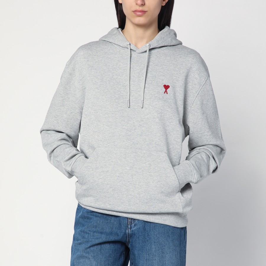 【AMI PARIS】De Coeur Unisex Hoodie Grey Ami Paris Ami De Coeur grey hoodie | TheDoubleF