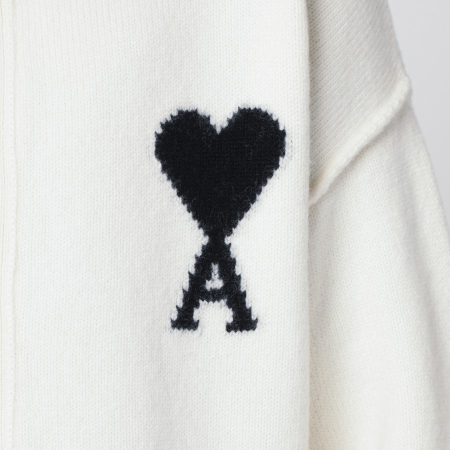 Ami Paris White Ami De Coeur cardigan | TheDoubleF