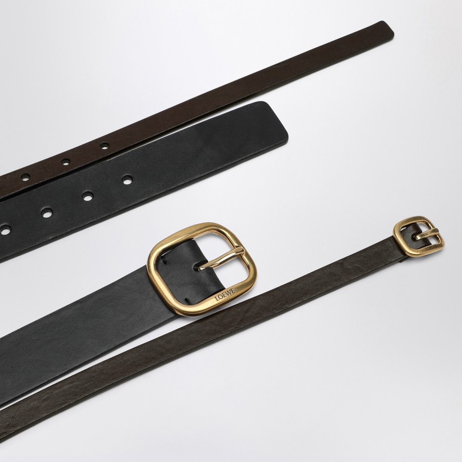 ロエベ ブラックのダブルレザーベルト Loewe Black double leather belt | TheDoubleF