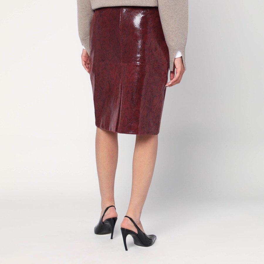 スカート ROHE FW25 MIDI LEATHER SKIRT (41632016 117) Róhe Bordeaux skirt in faux snakeskin leather | TheDoubleF