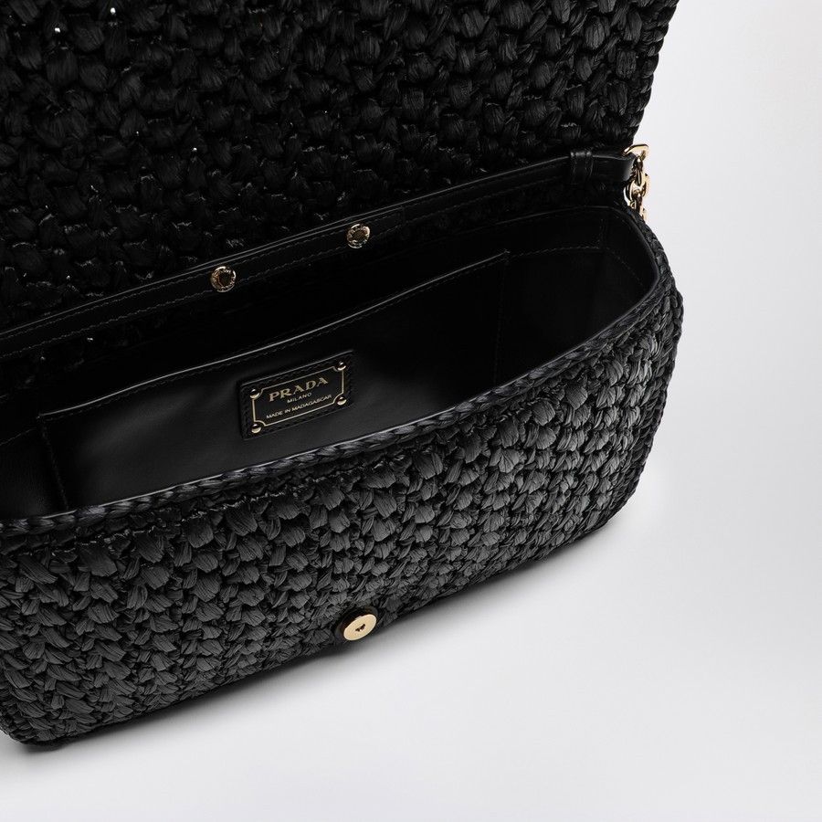 Prada Black crochet shoulder bag with logo | TheDoubleF