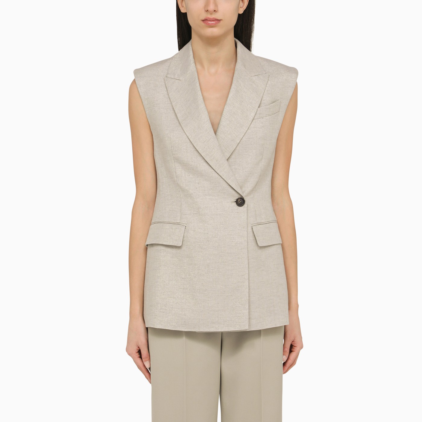 Brunello Cucinelli Light grey linen waistcoat TheDoubleF