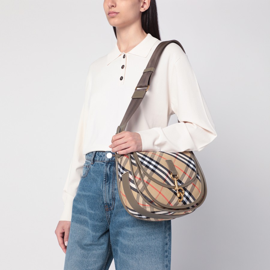 ショルダーバッグ・ポシェット Burberry B Clip Small Messenger Bag In Suede Small B Clip Messenger Bag in Soap - Women, Leather