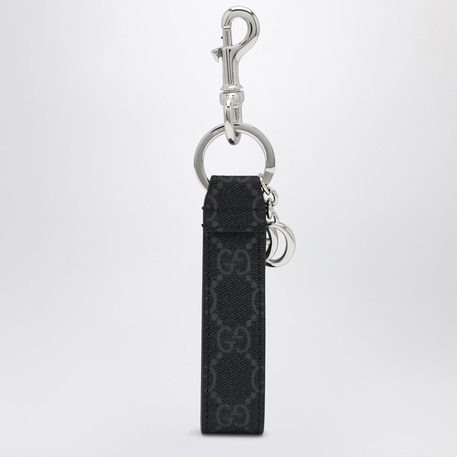 GUCCI ブラックレザー キーリング Keychain with Gucci logo in black leather | GUCCI® GR