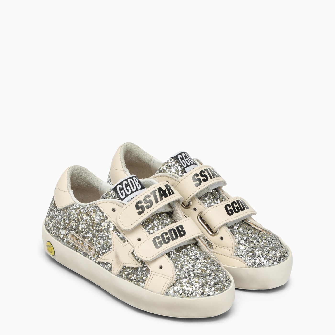Golden Goose Old School low trainer in platinum/cream glitter TheDoubleF