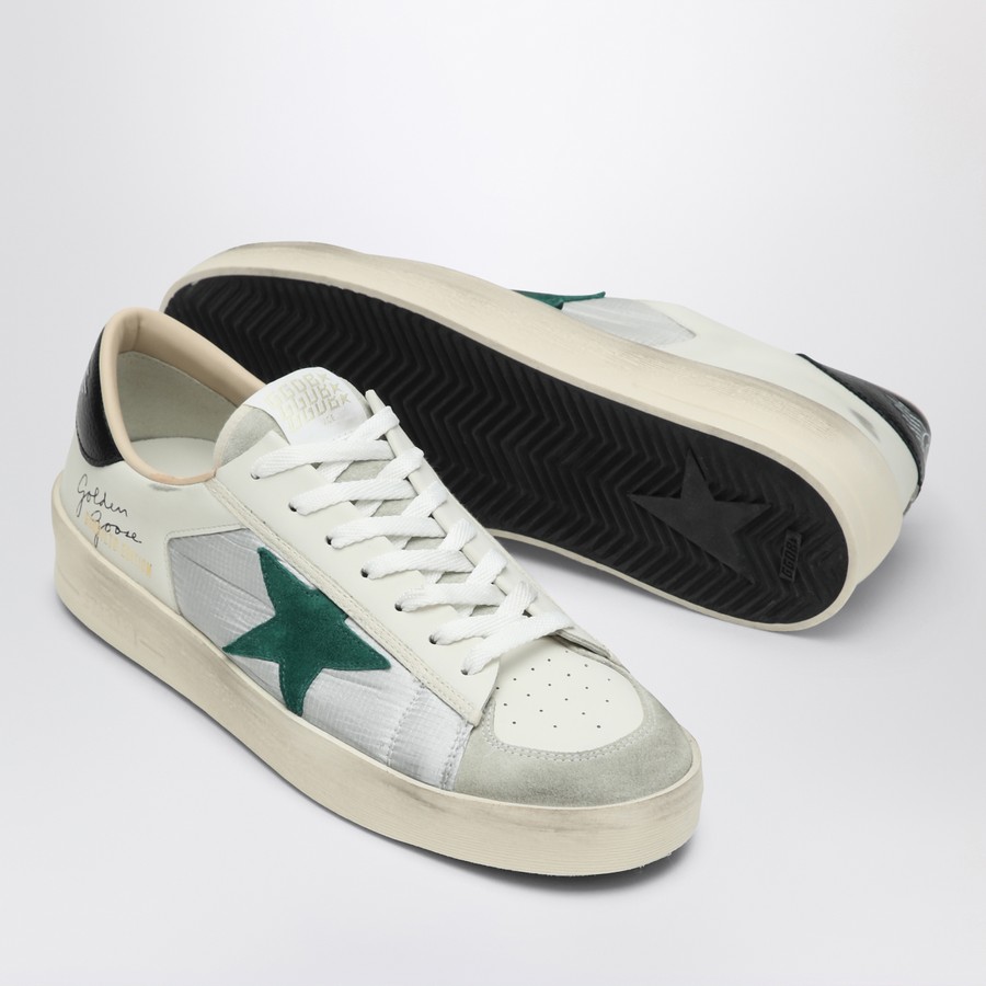 スニーカー Golden Goose Stardan' White Leather Sneakers With Green Star Stardan in white suede and mesh with green leather star and