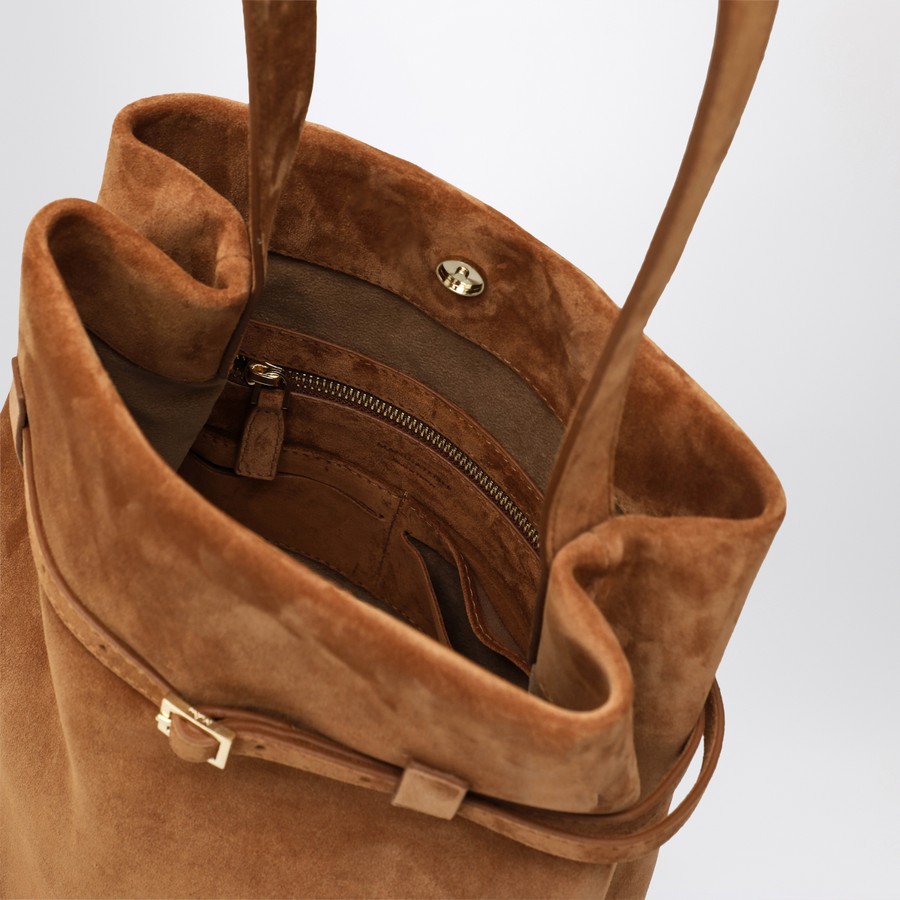 トートバッグ Manu Atelier Tote Du Jour Camel suede tote bag Tote du Jour Deep Brown Suede by Manu Atelier