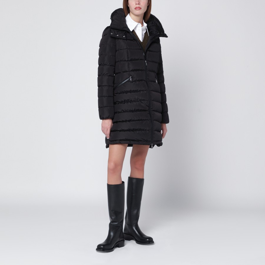 Moncler Daunenjacke Flammette in schwarzem technischem Nylon