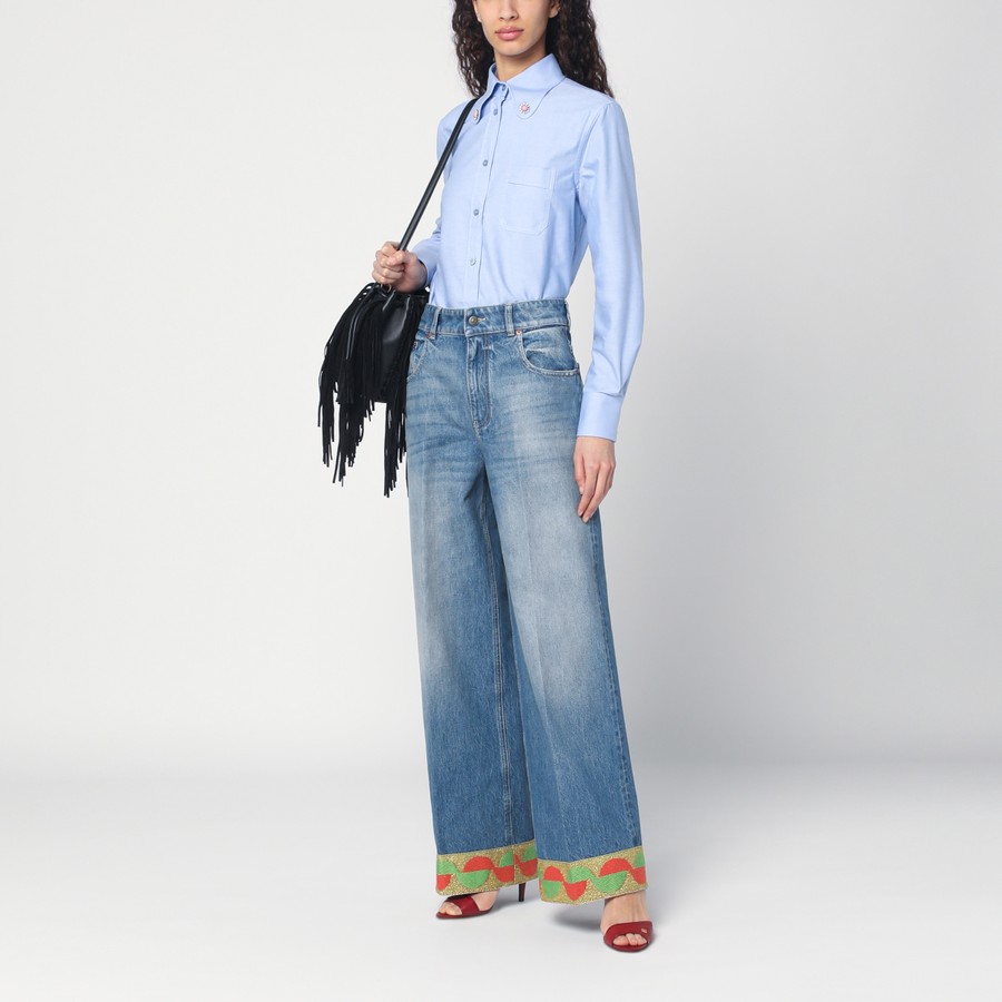 Valentino Blue washed jeans with jacquard bottoms | TheDoubleF