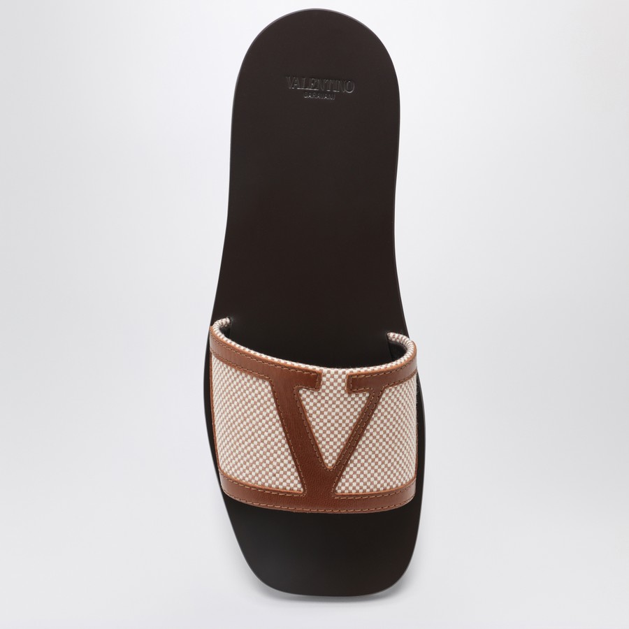 サンダル・ミュール VALENTINO GARAVANI VIVA SUPERSTAR BROWN CANVAS SLIDE SANDAL Valentino Garavani Viva Superstar Slide Sandals in Canvas
