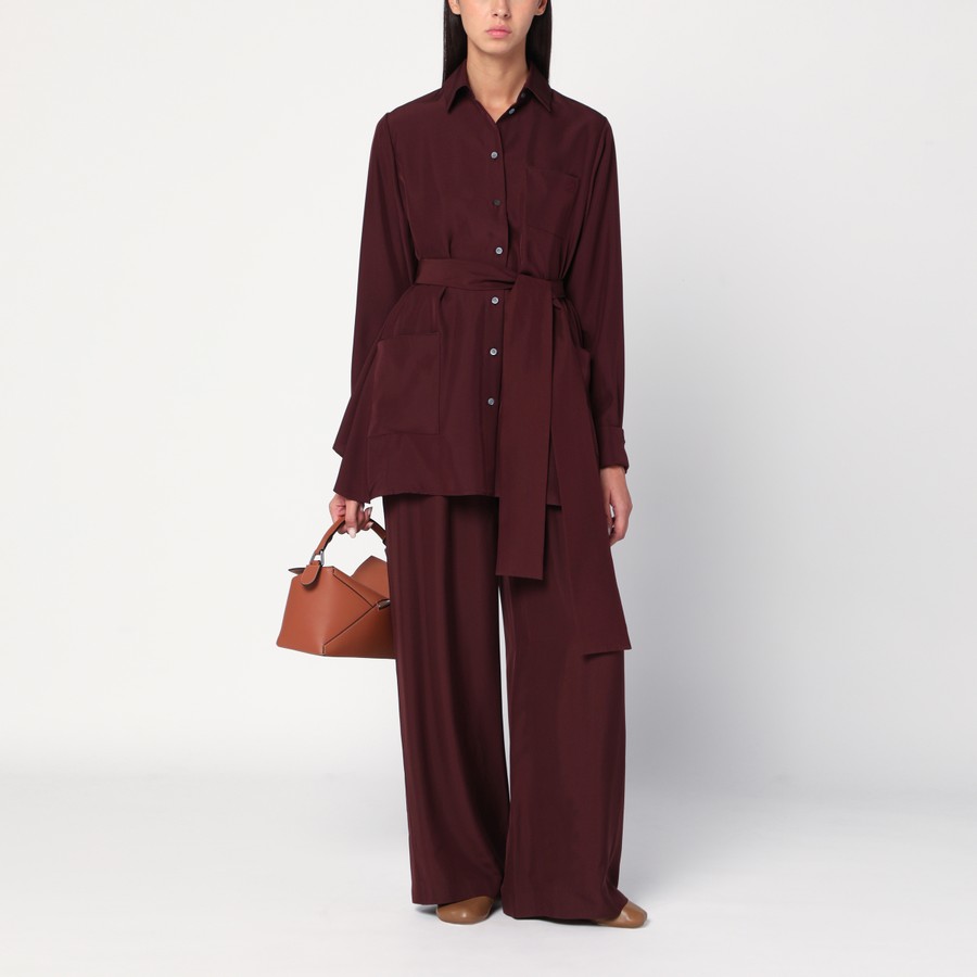 パンツ LOEWE BORDEAUX PALAZZO TROUSERS IN SILK Loewe Bordeaux palazzo trousers in silk | TheDoubleF