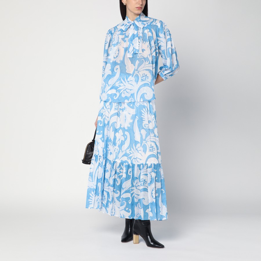 スカート ETRO Women Mid Skirts WRFA011499SA5I2 X0807 BLUE ETRO Skirt with white/blue Paisley print | TheDoubleF