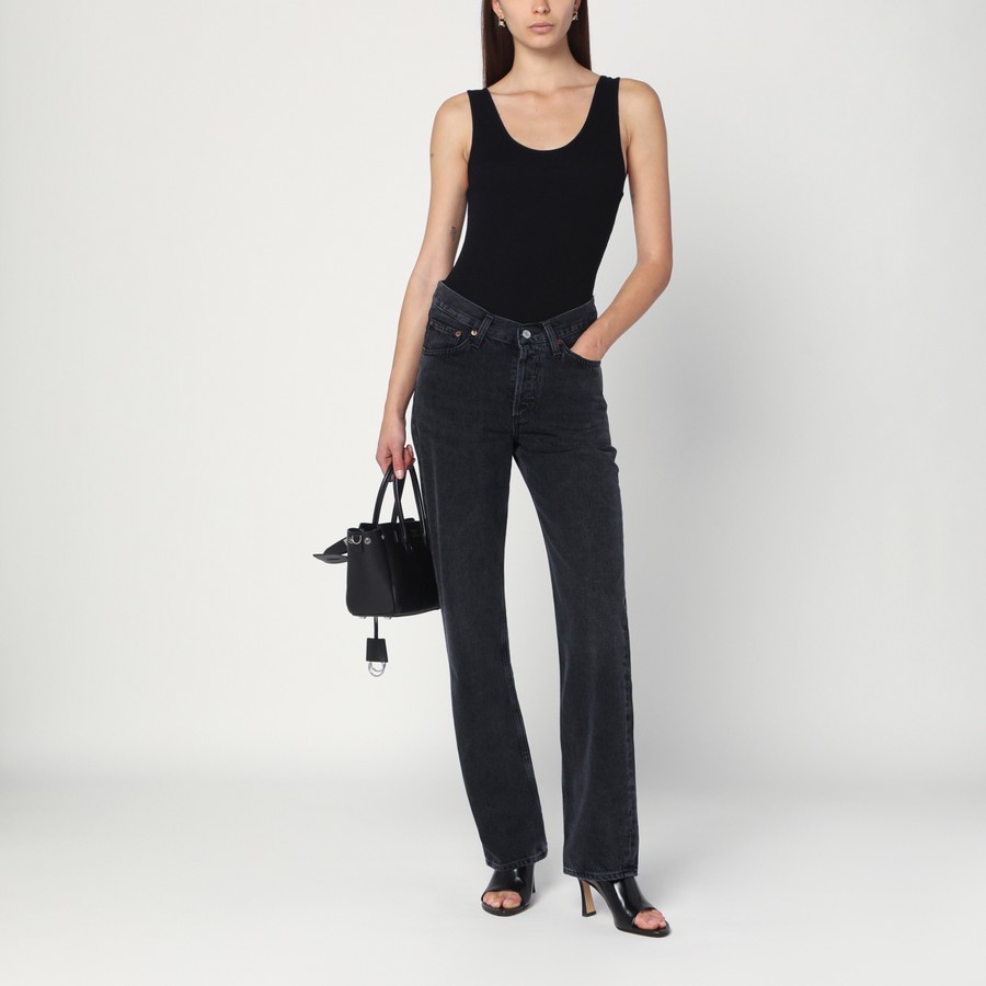オールインワン・サロペット ANINE BING Women Bodysuit Tops A 08 10672 BLK26 Black ANINE BING Ginny black ribbed bodysuit | TheDoubleF