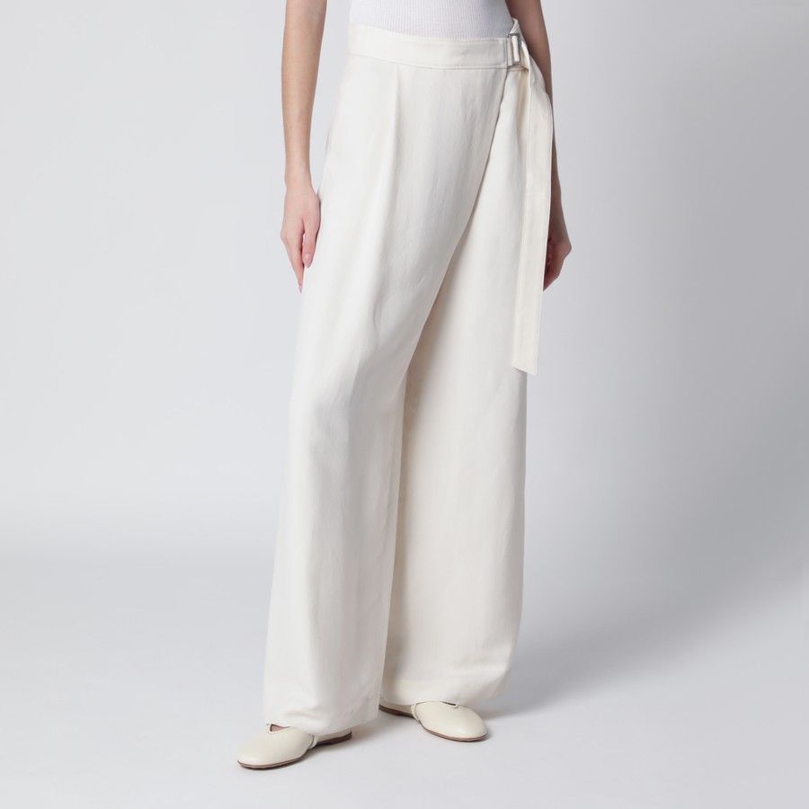 Brunello Cucinelli Ecru sartorial wrap trousers | TheDoubleF