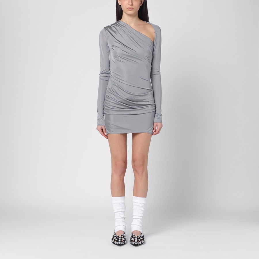 ワンピース THE ATTICO Woman Dress Grey 250WCA00382VVV090AA 084 The Attico Draped grey mini dress | TheDoubleF