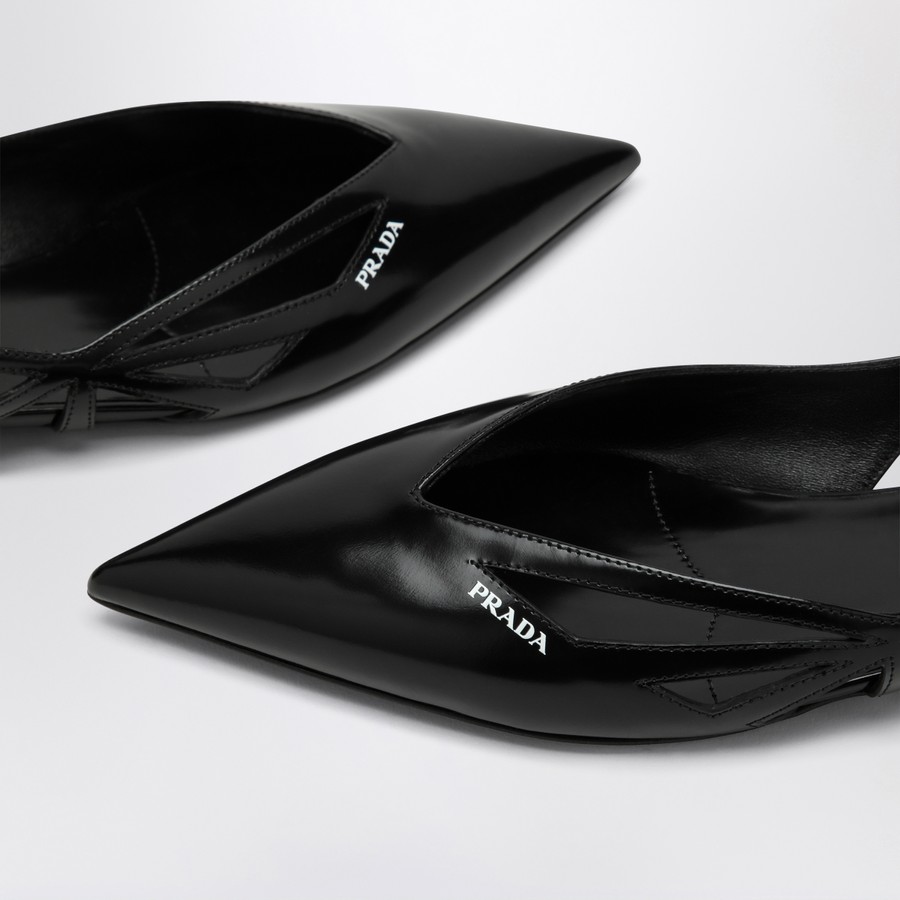 Prada Cut out black brushed leather ballerina | TheDoubleF