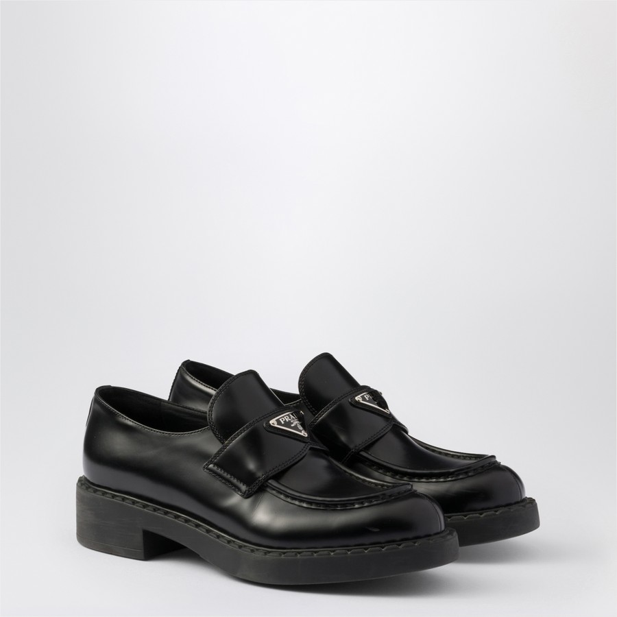 ローファー・オックスフォード PRADA CHOCOLATE LOAFERS IN BLACK BRUSHED LEATHER Prada Chocolate loafers in black brushed leather | TheDoubleF