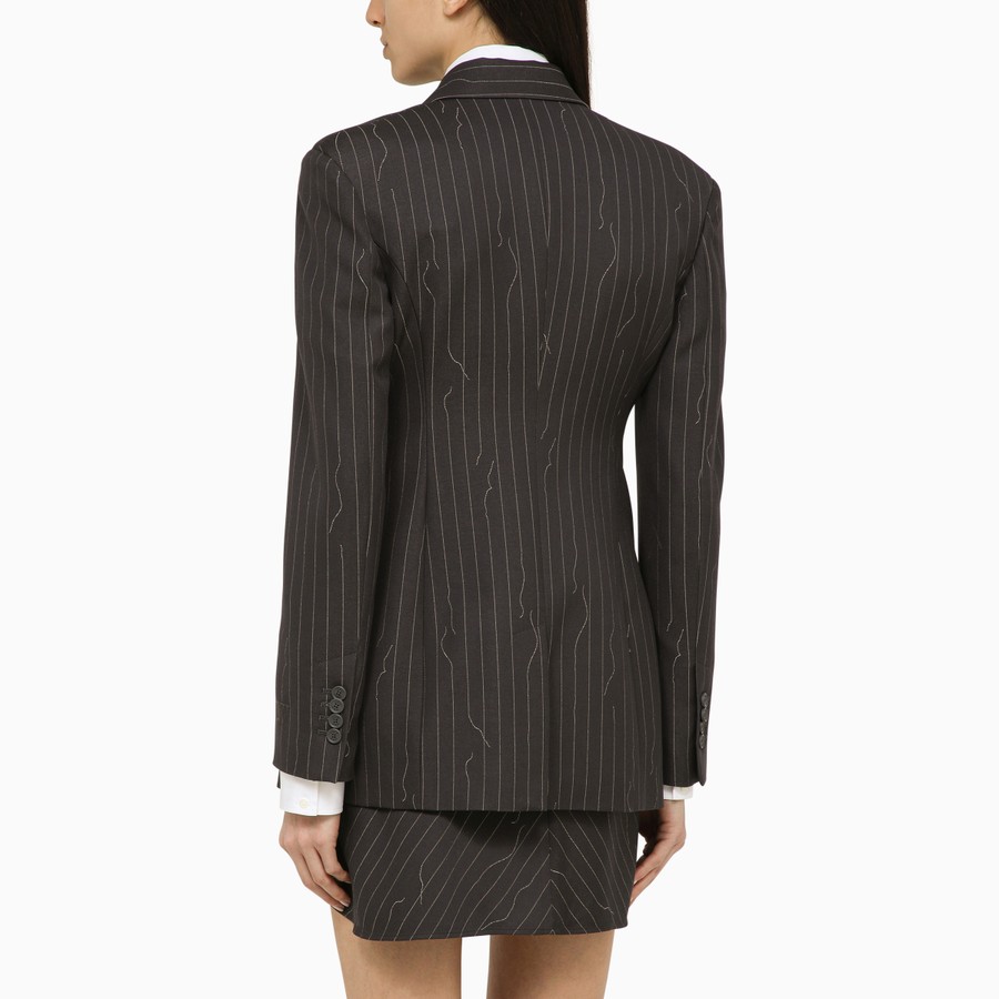 ジャケット Off-White Grey Single-Breasted Pinstripe Jacket In Wool Blen Off-White™ Grey single-breasted pinstripe jacket in wool
