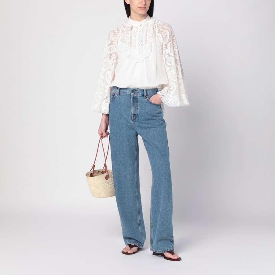 Tシャツ・カットソー Zimmermann FW25 LACE TUNIC BLOUSE (3421TSS253 CRM) ZIMMERMANN White lace shirt | TheDoubleF