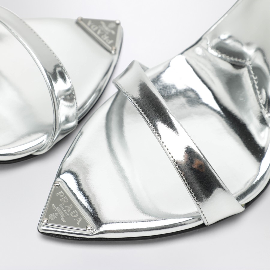 Prada Silver metallic leather high sandals | TheDoubleF