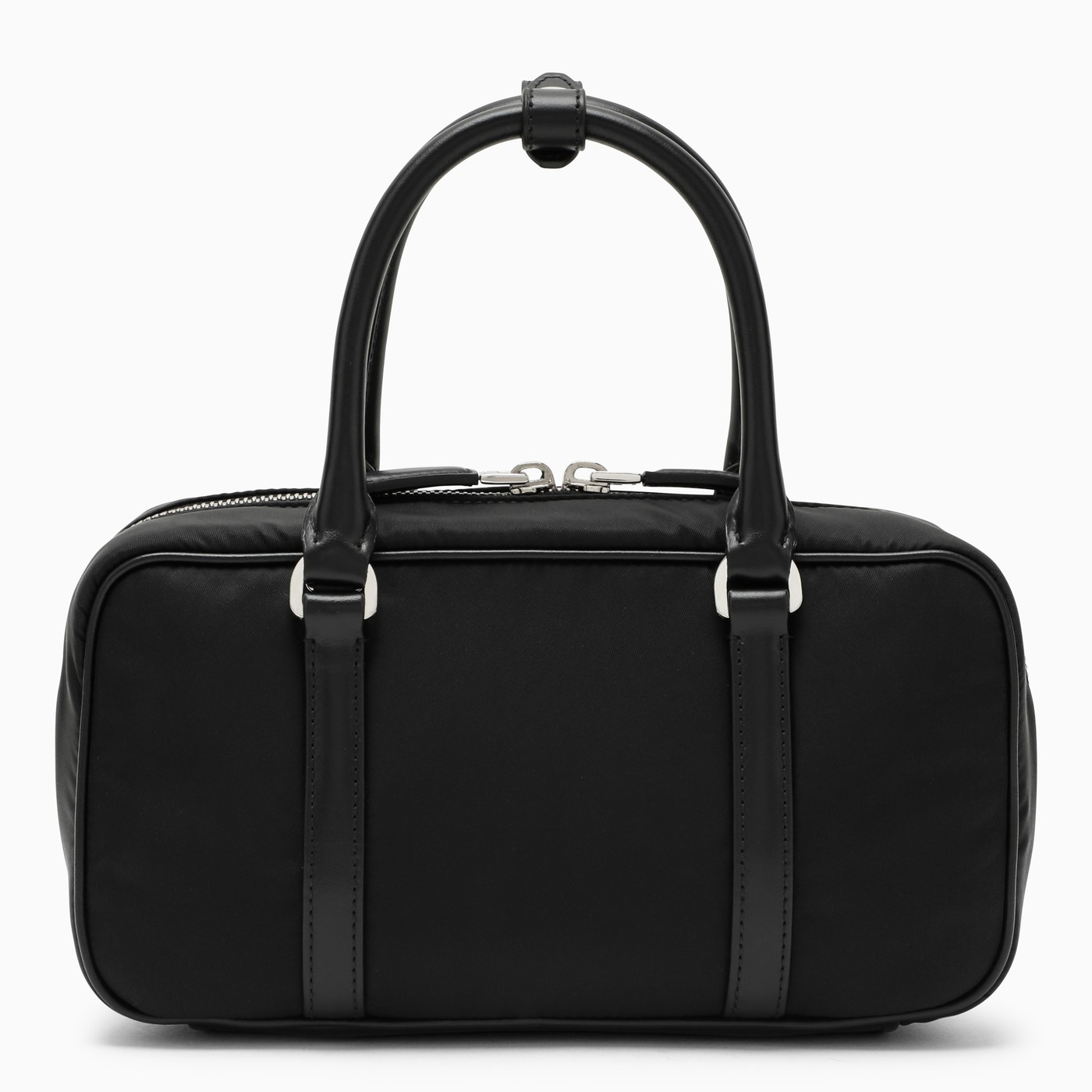 Prada Black ReNylon and leather bowling bag TheDoubleF