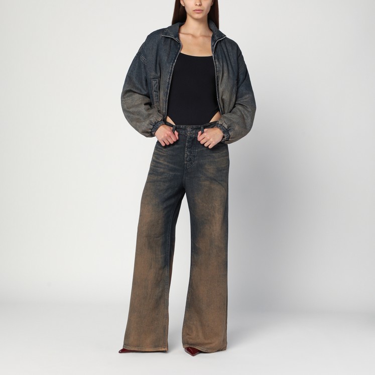 The Attico Wide light blue jeans with ribbons | TheDoubleF