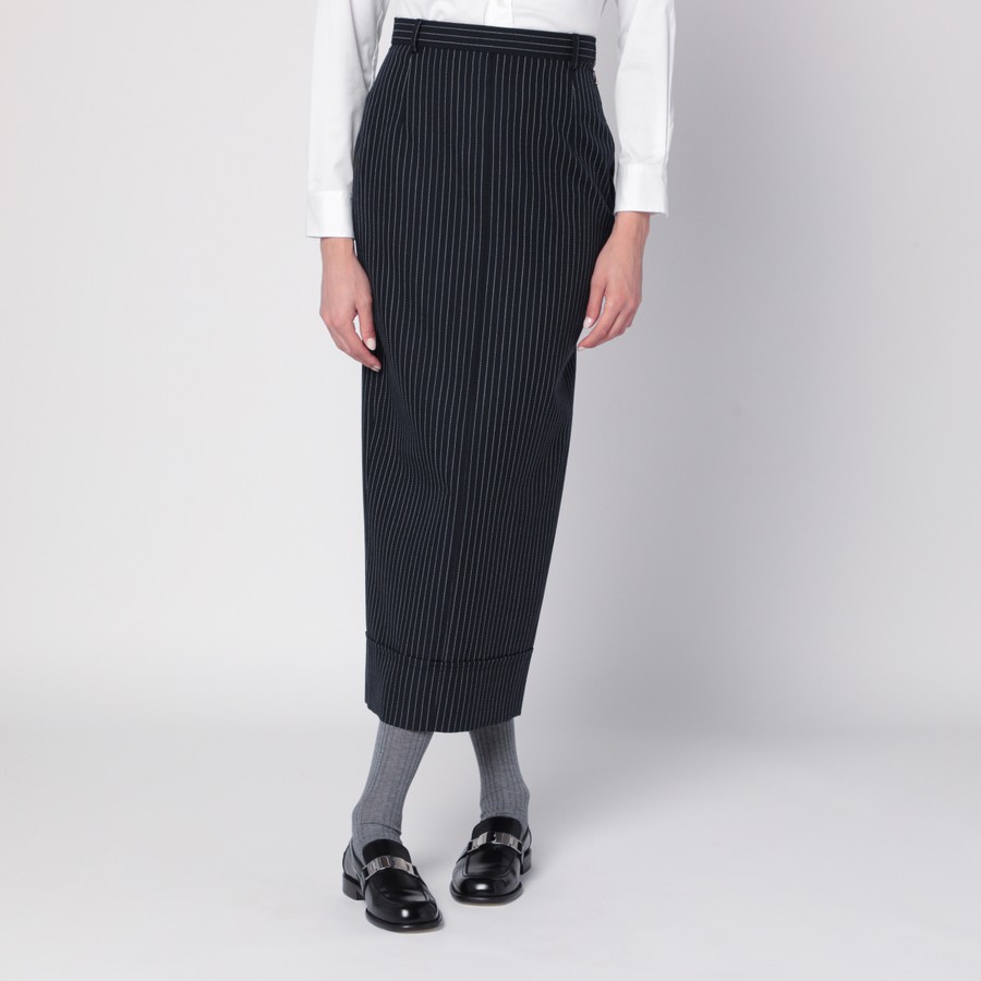 スカート Thom Browne Navy Blue Pinstriped Pencil Skirt Thom Browne Navy blue pinstriped pencil skirt | TheDoubleF