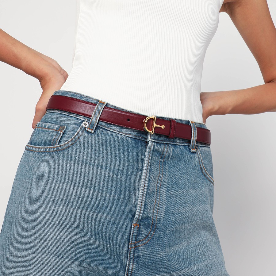 ベルト GUCCI ROSSO ANCORA THIN BELT WITH HALF BUCKLE GUCCI Rosso Ancora thin belt with half buckle | TheDoubleF