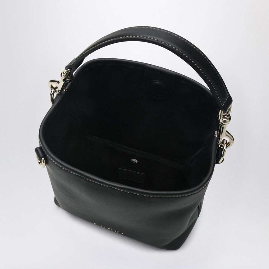 GUCCI Mini GG Emblem bucket bag black | TheDoubleF