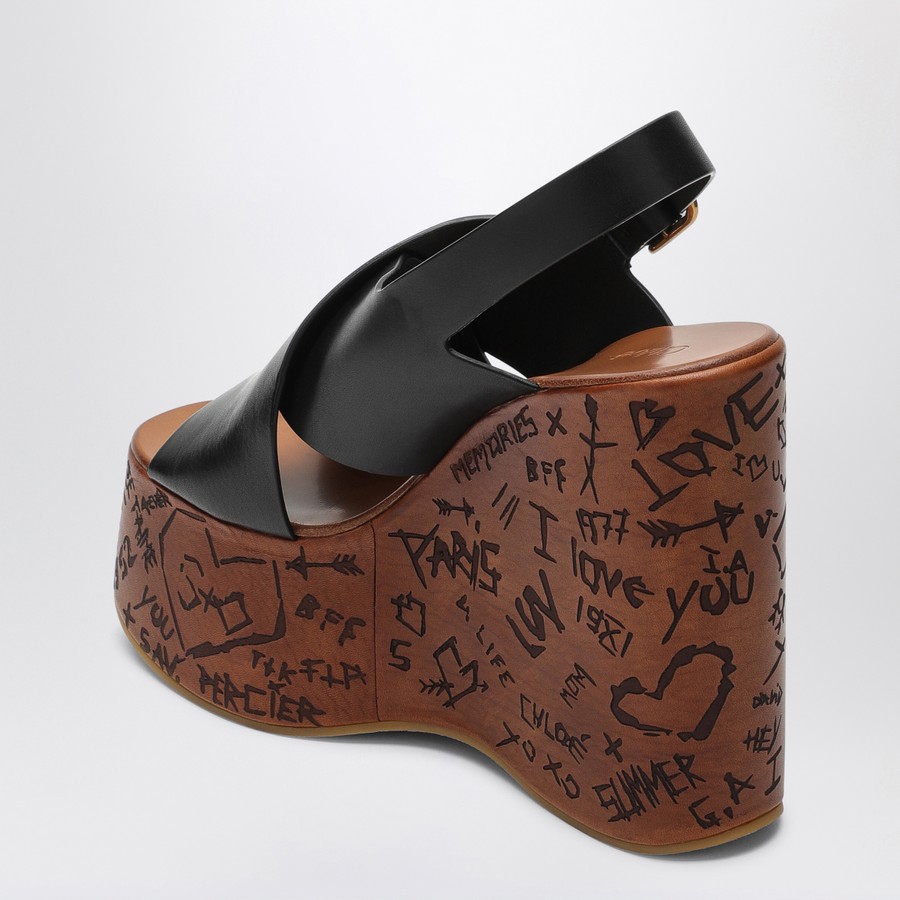 サンダル・ミュール Chloe FW25 'Maxime' sandals (CHC24A02YLU 27T) Chloé Maxime black wedge sandal | TheDoubleF
