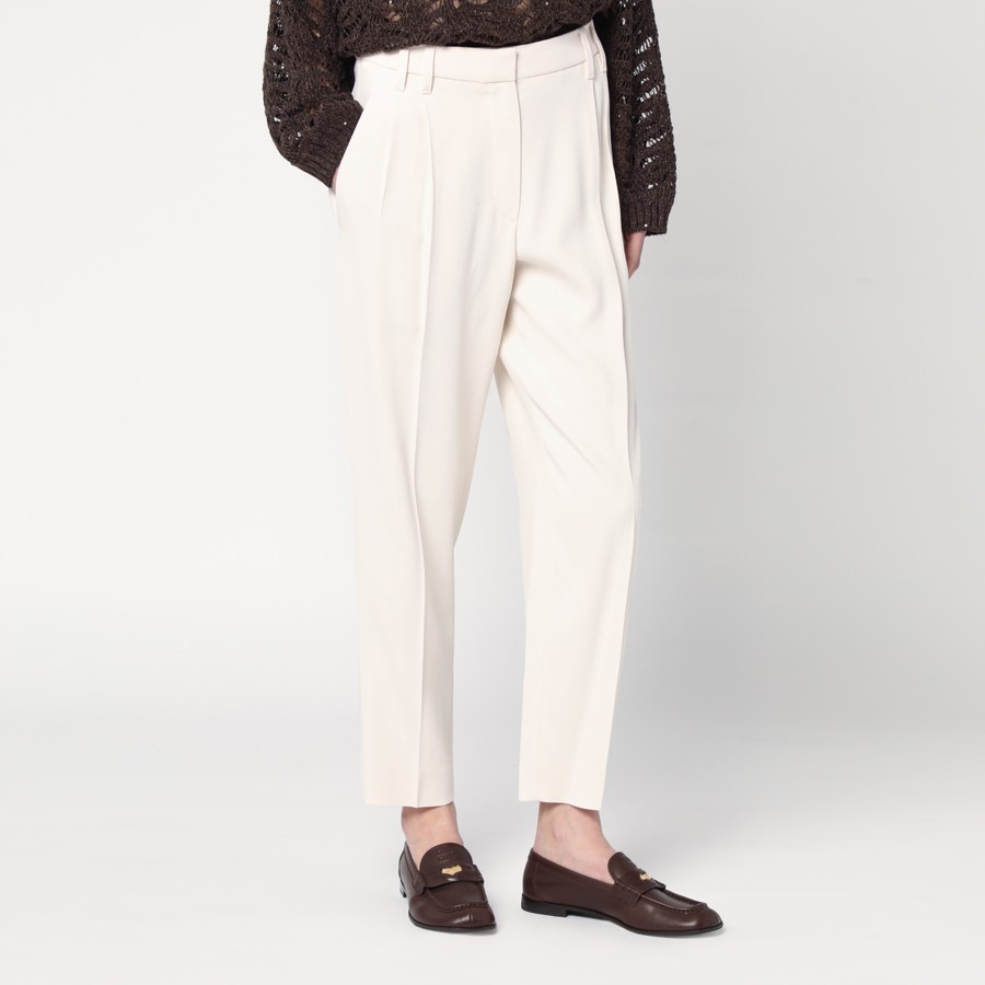 Brunello Cucinelli Ivory trousers in viscose | TheDoubleF