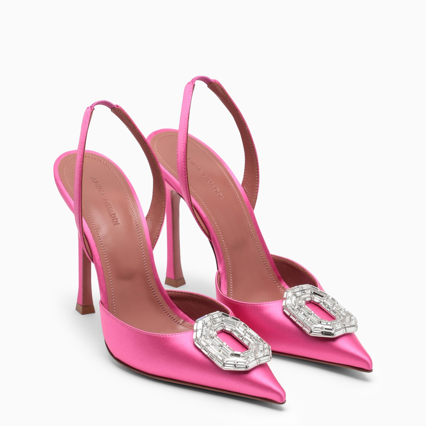 Amina Muaddi Pink Camelia Sling pumps TheDoubleF
