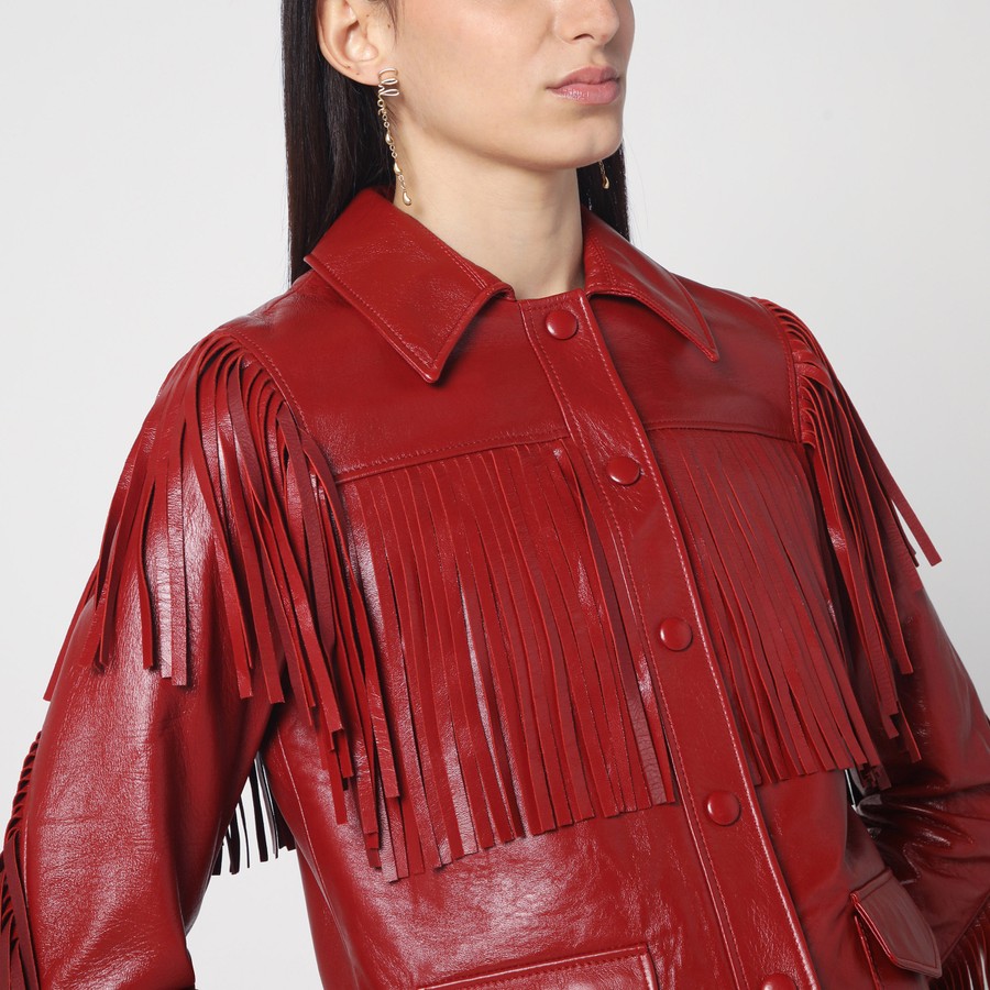 Chloe フリンジ ボタンアップ ジャケット CH25SCV13206 640 Chloé Fringed red leather jacket | TheDoubleF